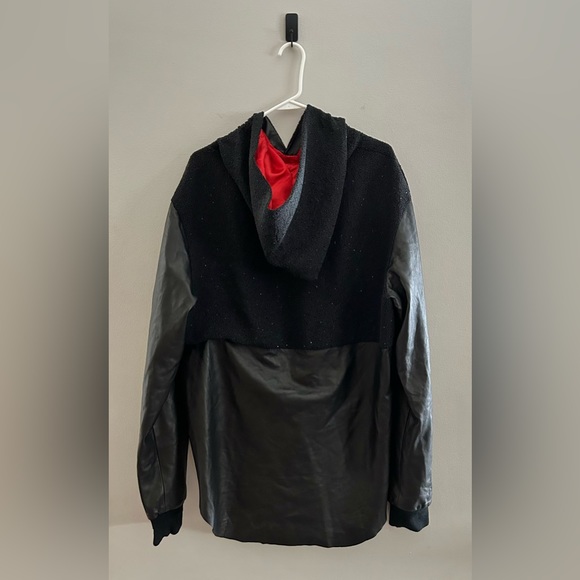 French Deal Designer Lamb's Leather Beaded Hoodie Sweatshirt | Men's Size FR 54 - Picture 4 of 10